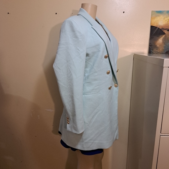 Zara minty green Double Breasted blazer jacket XL - Picture 3 of 9